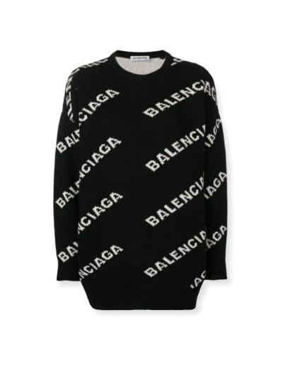 Pull en laine logo Balenciaga noir Taille M