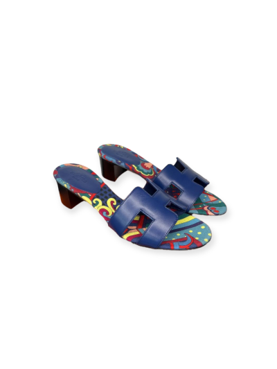 Sandales Oasis Hermès En Cuir Dee Veau Bleu Pointure 37